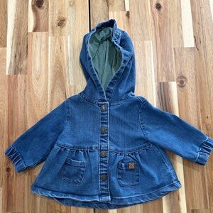 Carter’s Baby Girl Hooded Denim Jacket Super Soft Stretchy 3M